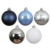Decoris Shatterproof Bauble Set of 30 Pieces 6cm - White, Night Blue and Folk Blue